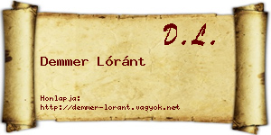 Demmer Lóránt névjegykártya